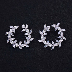 Flower Stud Earrings Cubic Zirconia 1.8CM * 1.8CM