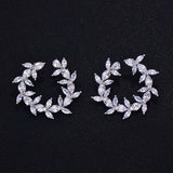 Flower Stud Earrings Cubic Zirconia 1.8CM * 1.8CM