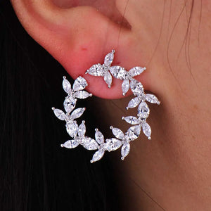 Flower Stud Earrings Cubic Zirconia 1.8CM * 1.8CM
