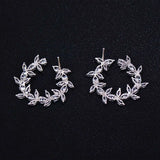 Flower Stud Earrings Cubic Zirconia 1.8CM * 1.8CM