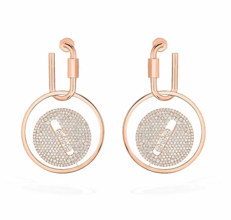 Round Shape Statement Hoops Earrings For Women Wedding Cubic Zirconia
