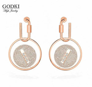 Round Shape Statement Hoops Earrings For Women Wedding Cubic Zirconia