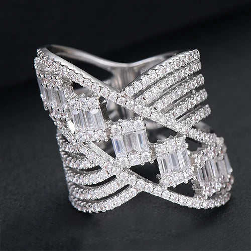 Cubic Zirconium Flower Shell Engagement Ring