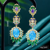 Multicolor Drop Earrings For Women Wedding Party Indian Dubai Bridal Jewelry