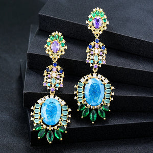 Multicolor Drop Earrings For Women Wedding Party Indian Dubai Bridal Jewelry