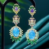 Multicolor Drop Earrings For Women Wedding Party Indian Dubai Bridal Jewelry