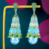 Cubic Zircon Dubai Bridal Earrings Costume Jewelry