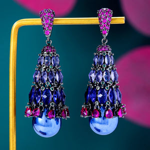 Cubic Zircon Dubai Bridal Earrings Costume Jewelry