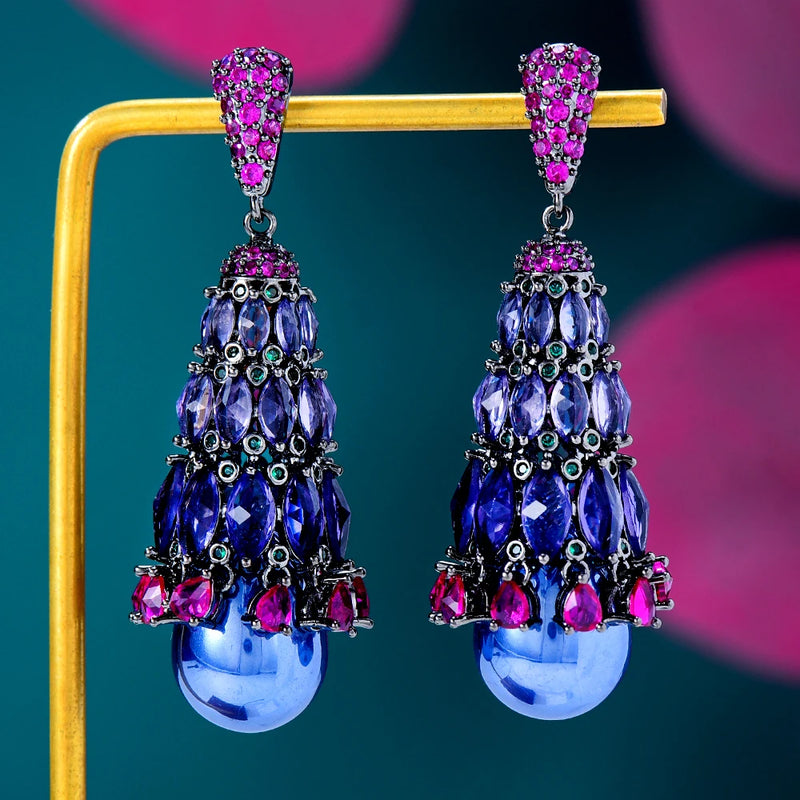 Cubic Zircon Dubai Bridal Earrings Costume Jewelry
