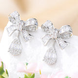 Bowknots Earrings Wedding CZ Bridal Earrings Costume Jewelry