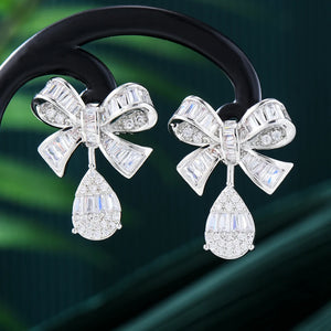 Bowknots Earrings Wedding CZ Bridal Earrings Costume Jewelry