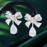 Bowknots Earrings Wedding CZ Bridal Earrings Costume Jewelry