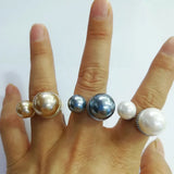 Pearl Statement Ring Cubic Zircon Charm Bohemian Beach Jewelry