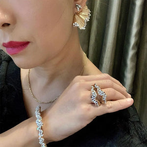 Zircon Necklace Earring Set Dubai Bridal Jewelry