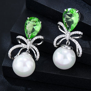 Bowknot Dangle Earrings Wedding Bridal Jewelry Gift