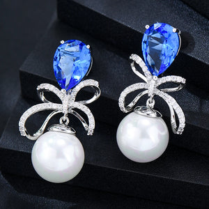 Bowknot Dangle Earrings Wedding Bridal Jewelry Gift