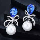 Bowknot Dangle Earrings Wedding Bridal Jewelry Gift
