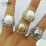 Pearl CZ Statement Ring Women Wedding Cocktail Beach Boho Jewelry