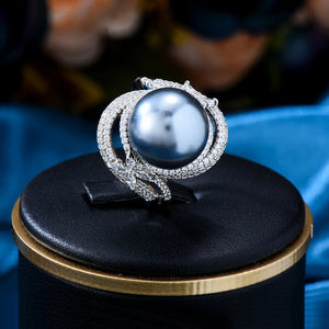 Bohemian CZ Flower Wedding Ring Beach Jewelry