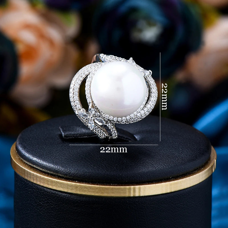 Bohemian CZ Flower Wedding Ring Beach Jewelry