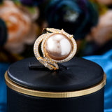 Bohemian CZ Flower Wedding Ring Beach Jewelry