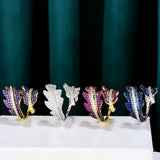 Feather LEAF Statement Ring Women CZ Finger Rings Charm Bohemian Jewelry