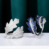 Feather LEAF Statement Ring Women CZ Finger Rings Charm Bohemian Jewelry