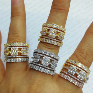 Big CZ Statement Rings Women Boho Beach Wedding Jewelry