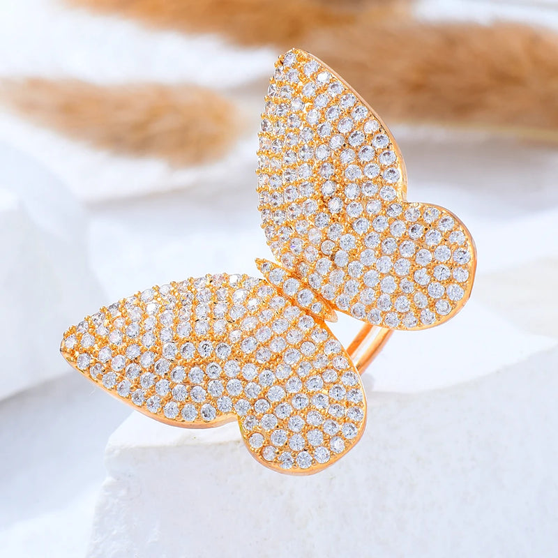 CZ Butterfly Statement Ring for Women Bohemian Beach Jewelry
