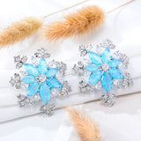 ICE Flowers Stud Earrings CZ Wedding Jewelry HOT