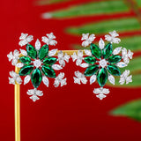 ICE Flowers Stud Earrings CZ Wedding Jewelry HOT