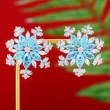 ICE Flowers Stud Earrings CZ Wedding Jewelry HOT