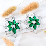 ICE Flowers Stud Earrings CZ Wedding Jewelry HOT