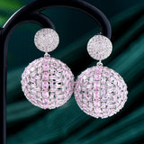 GODKI Disco Ball Statement Earrings Cubic Zircon Charm Bohemian Beach Party
