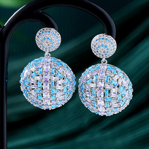GODKI Disco Ball Statement Earrings Cubic Zircon Charm Bohemian Beach Party