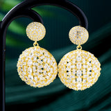 GODKI Disco Ball Statement Earrings Cubic Zircon Charm Bohemian Beach Party
