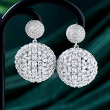 GODKI Disco Ball Statement Earrings Cubic Zircon Charm Bohemian Beach Party