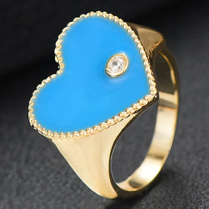 Heart Ring Flower Wheel CZ Cubic Zircon CZ Ring for Women