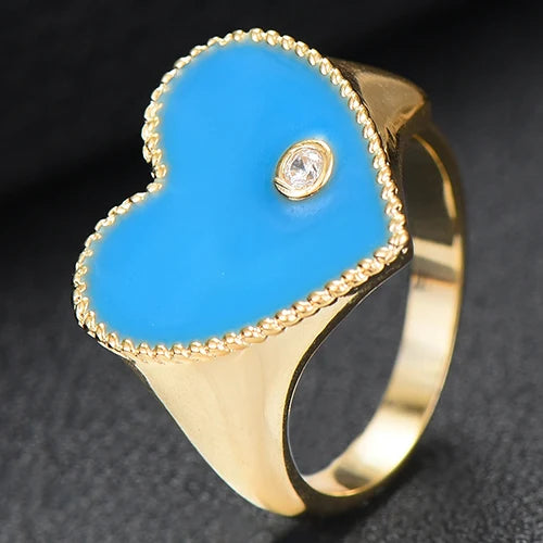 Heart Ring Flower Wheel CZ Cubic Zircon CZ Ring for Women