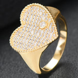 Heart Ring Flower Wheel CZ Cubic Zircon CZ Ring for Women