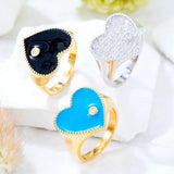 Heart Ring Flower Wheel CZ Cubic Zircon CZ Ring for Women