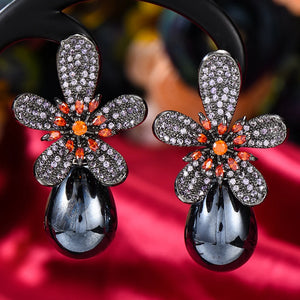 Leaves Flower Earring For Women Wedding Cubic Zirconia Dubai Bridal Earrings
