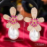 Leaves Flower Earring For Women Wedding Cubic Zirconia Dubai Bridal Earrings