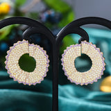 Multicolor Leaf Earrings CZ Bridal Jewelry Wedding Party