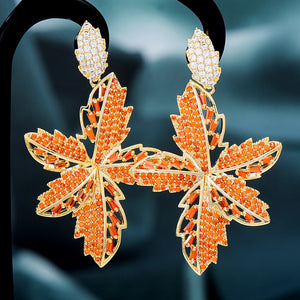 Office Orange CZ Drop Earring For Women Wedding Bridal Earrings