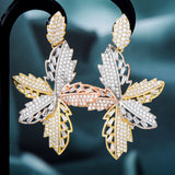 Office Orange CZ Drop Earring For Women Wedding Bridal Earrings