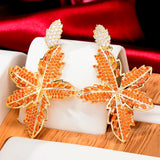Office Orange CZ Drop Earring For Women Wedding Bridal Earrings