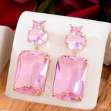 Yellow CZ Drop Earrings for Women Wedding Bridal Jewelry