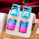 Yellow CZ Drop Earring For Women Wedding Dubai Bridal Earrings