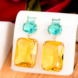 Yellow CZ Drop Earrings for Women Wedding Bridal Jewelry